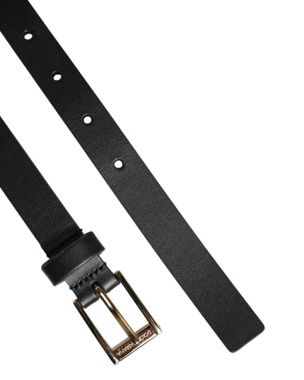 Black Classic Gold Metal Logo Buckle Belt