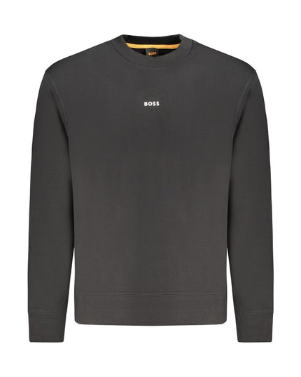 Black Cotton Men Sweatshirt