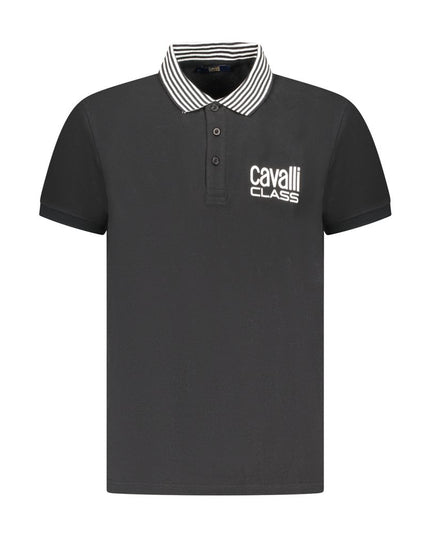 Black Cotton Men Polo Shirt