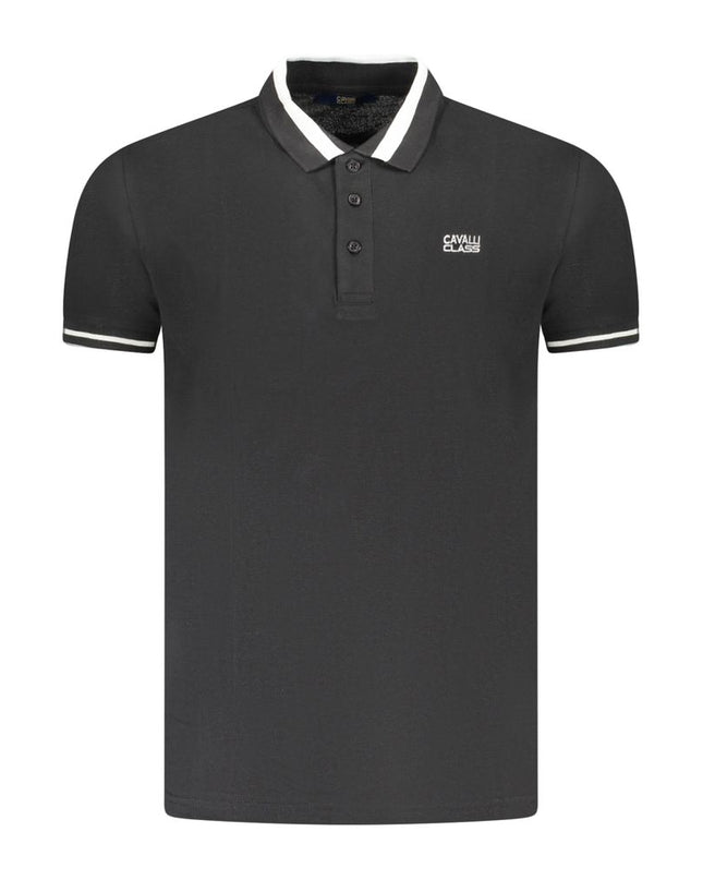 Black Cotton Men Polo