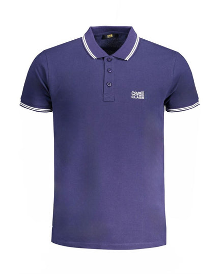 Blue Cotton Men Polo Shirt