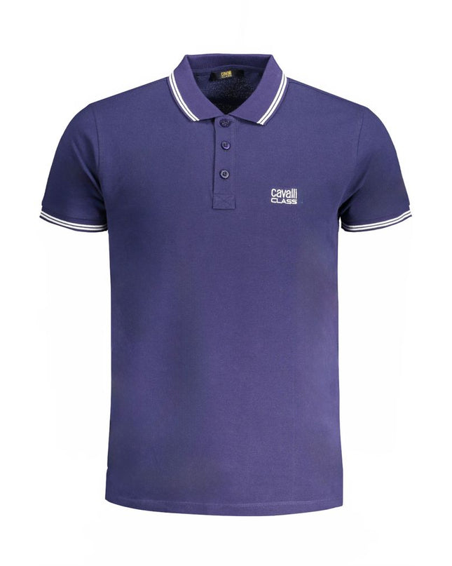 Blue Cotton Men Polo Shirt