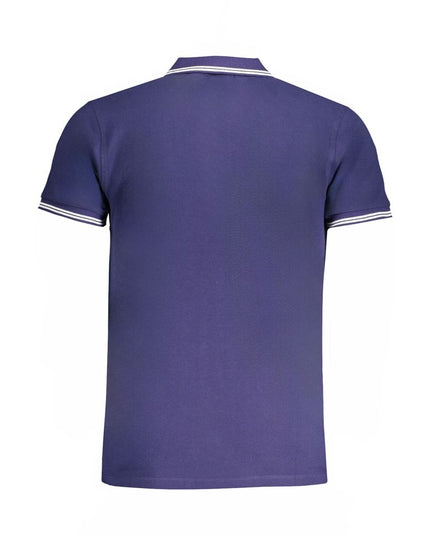 Blue Cotton Men Polo Shirt