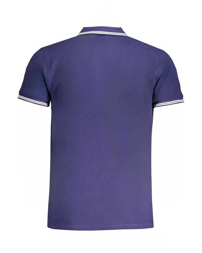 Blue Cotton Men Polo Shirt