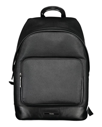 Black Polyester Men Backpack