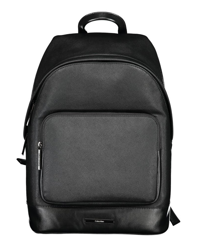 Black Polyester Men Backpack