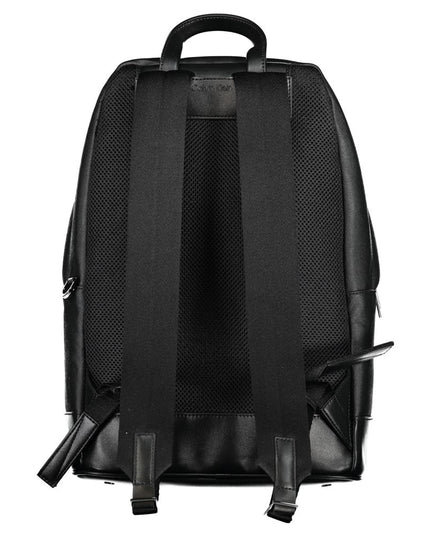 Black Polyester Men Backpack