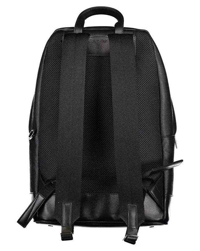 Black Polyester Men Backpack