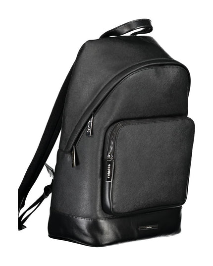 Black Polyester Men Backpack