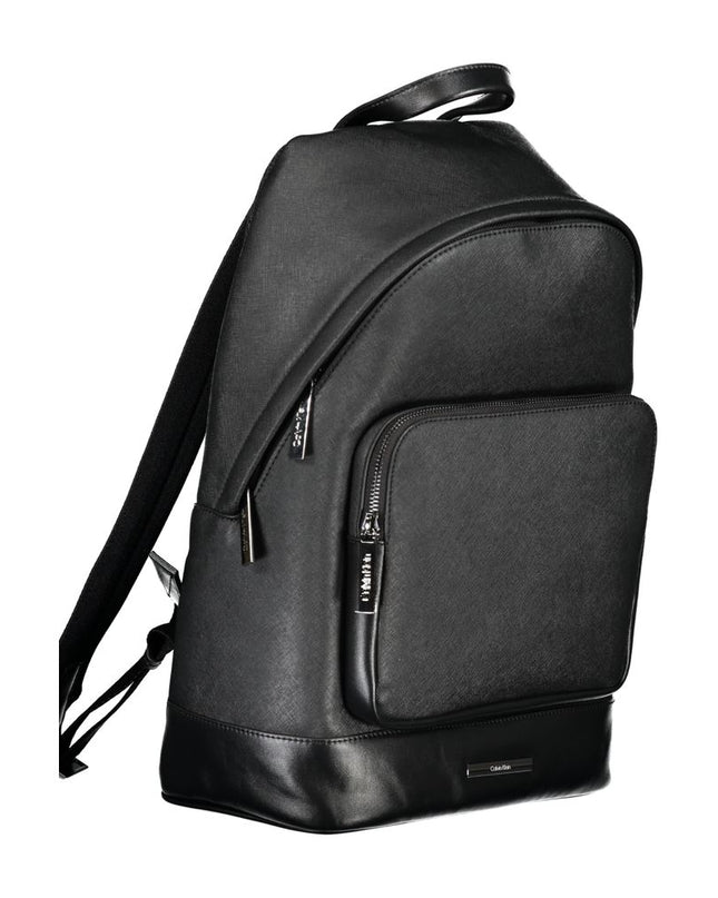 Black Polyester Men Backpack