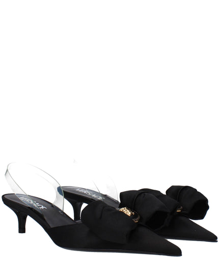 Black Satin Flat Sandals