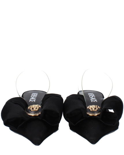 Black Satin Flat Sandals