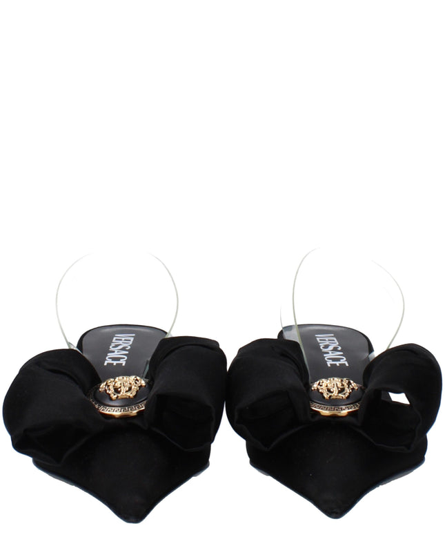 Black Satin Flat Sandals