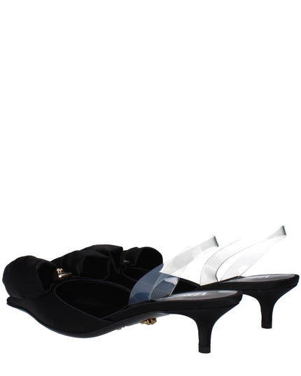 Black Satin Flat Sandals