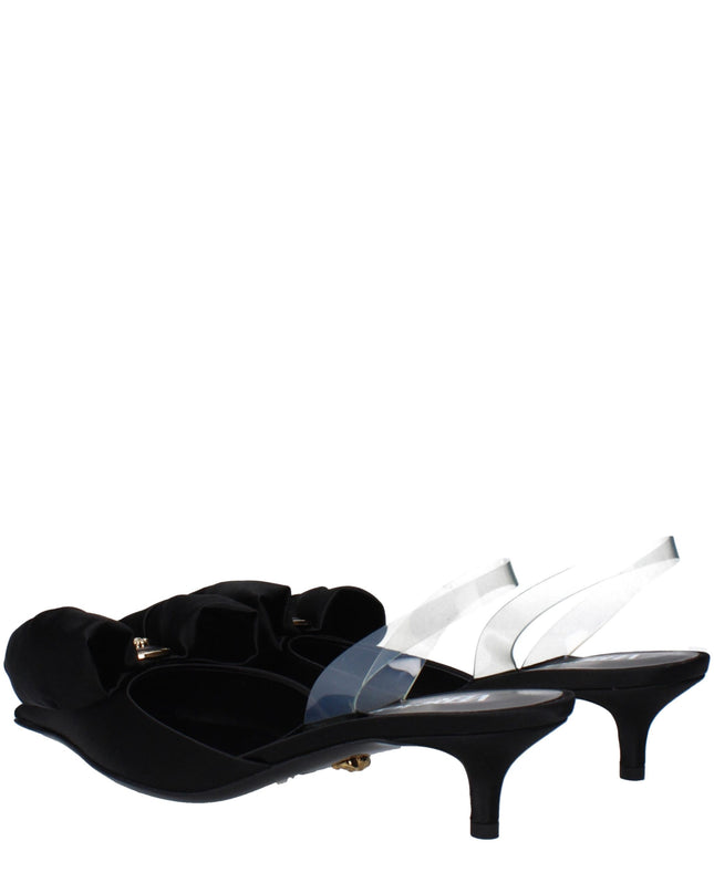 Black Satin Flat Sandals