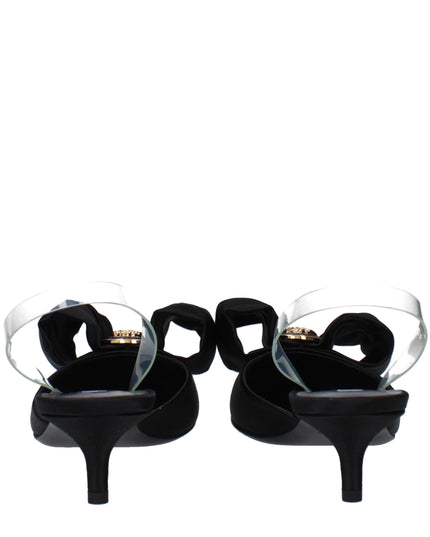 Black Satin Flat Sandals