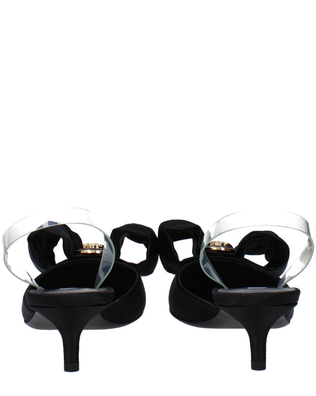 Black Satin Flat Sandals