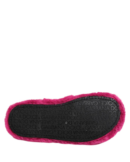 Pink Acrylic Faux Fur Mens Flats Sandals Shoes