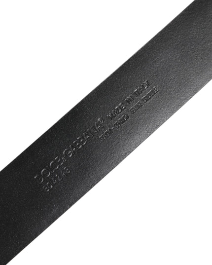 Black Exotic Leather DG Logo Buckle Belt