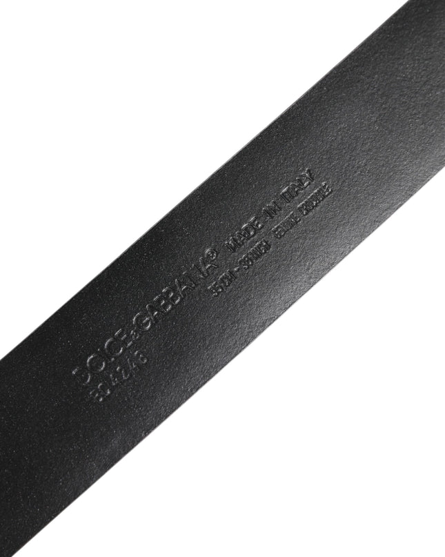 Black Exotic Leather DG Logo Buckle Belt