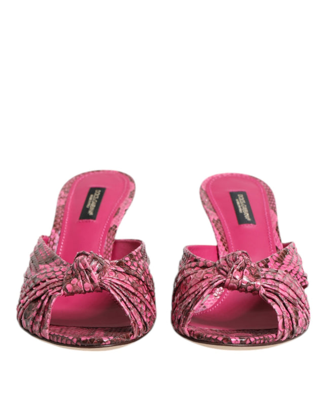 Pink Leather Heels Slides Sandals Shoes