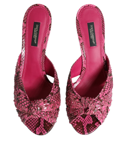 Pink Leather Heels Slides Sandals Shoes