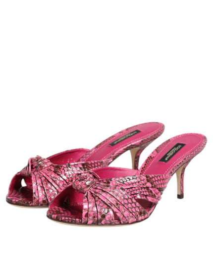 Pink Leather Heels Slides Sandals Shoes