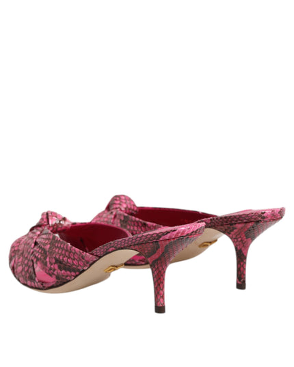Pink Leather Heels Slides Sandals Shoes