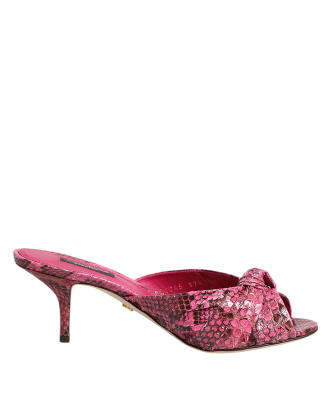 Pink Leather Heels Slides Sandals Shoes