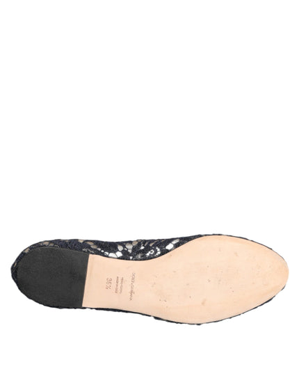 Blue Taormina Lace Crystals Flats Shoes