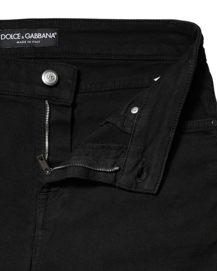 Black Cotton Skinny Mid Waist Denim Jeans
