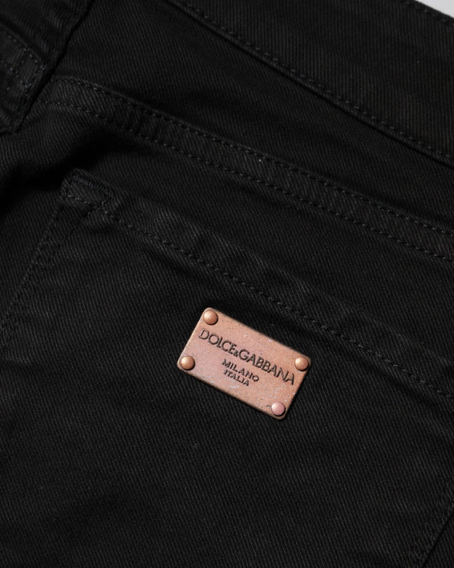 Black Cotton Skinny Mid Waist Denim Jeans