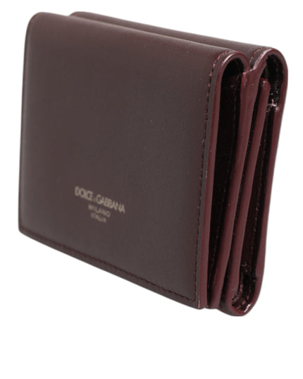 Leather Embossed Logo Trifold Men Card Holder Dark Brown