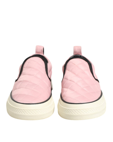 Pink Quilted Nylon Slip-On Sneaker Shoes