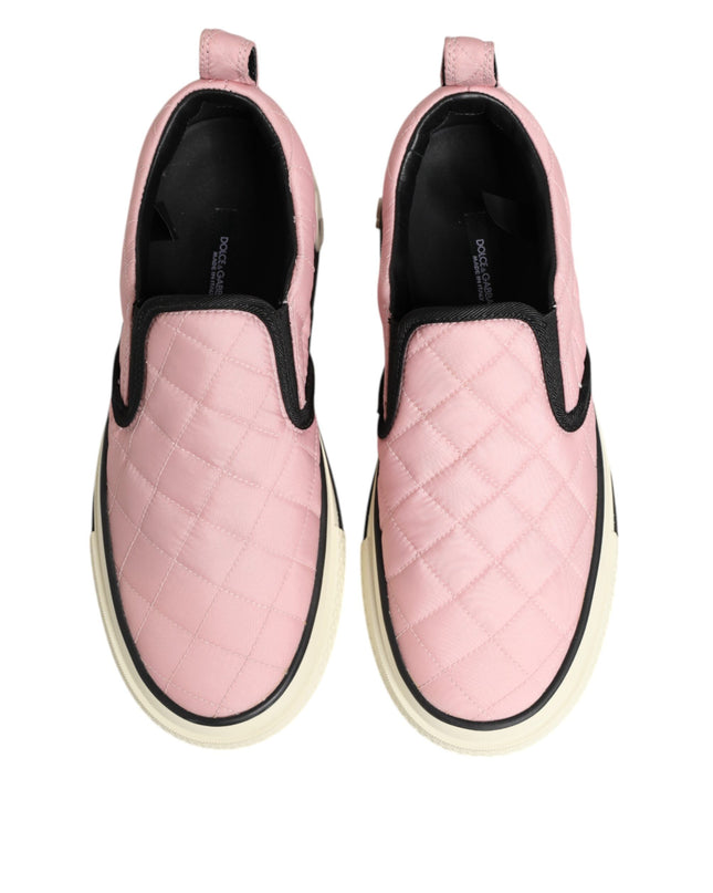 Pink Quilted Nylon Slip-On Sneaker Shoes