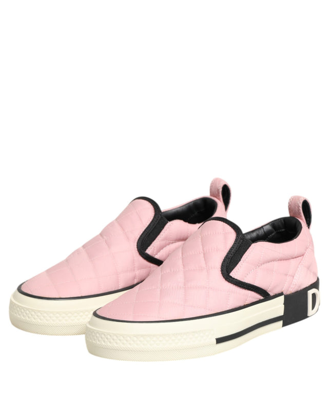 Pink Quilted Nylon Slip-On Sneaker Shoes