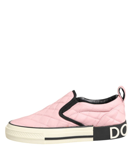 Pink Quilted Nylon Slip-On Sneaker Shoes