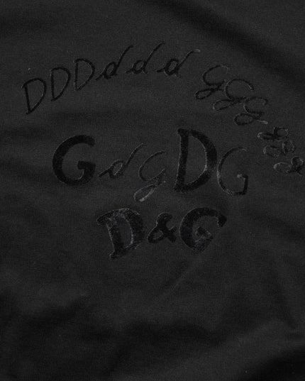 Black Cotton Velvet Logo Print Men T-shirt