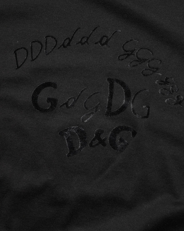 Black Cotton Velvet Logo Print Men T-shirt