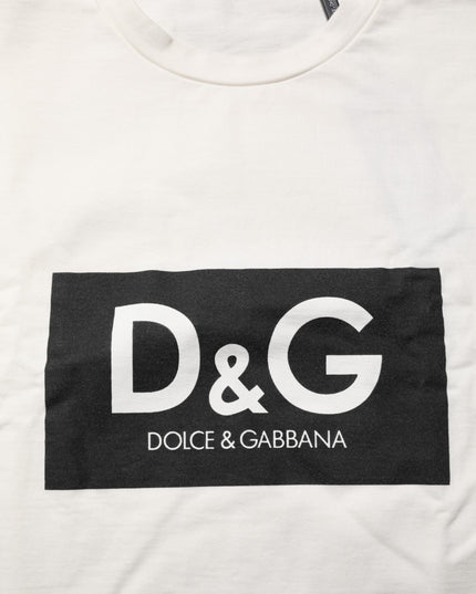 White Logo Print Cotton Crew Neck Men T-shirt