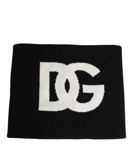 Black D&G Logo Cashmere Knitted Men One Size Scarf
