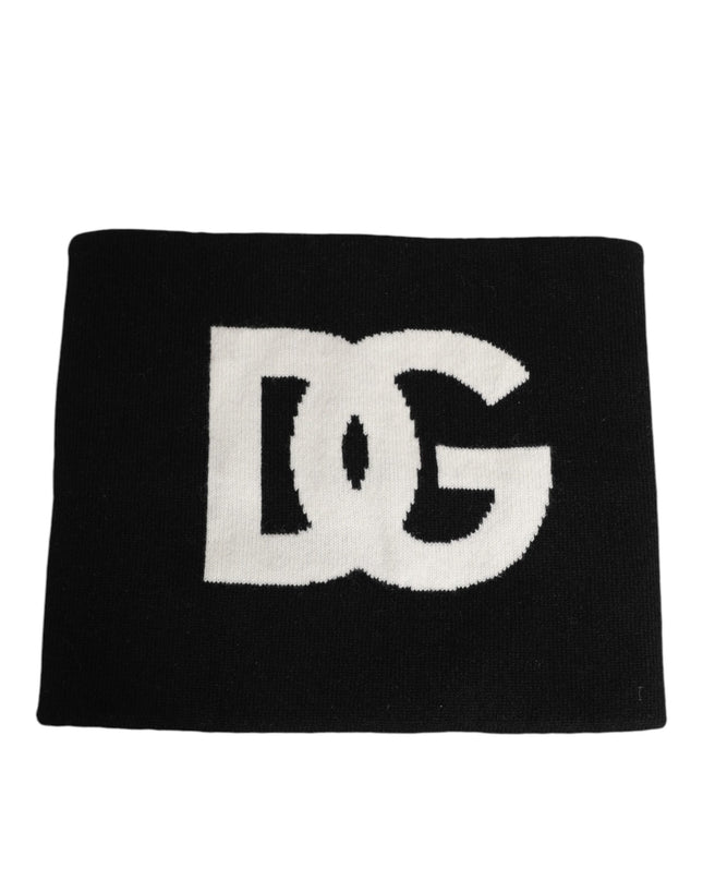 Black D&G Logo Cashmere Knitted Men One Size Scarf