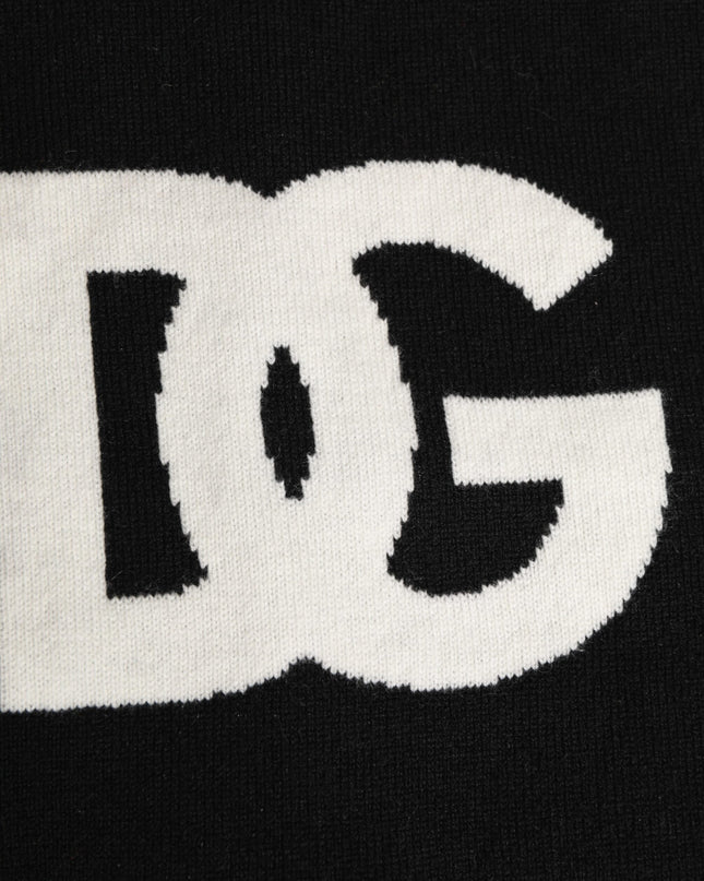 Black D&G Logo Cashmere Knitted Men One Size Scarf
