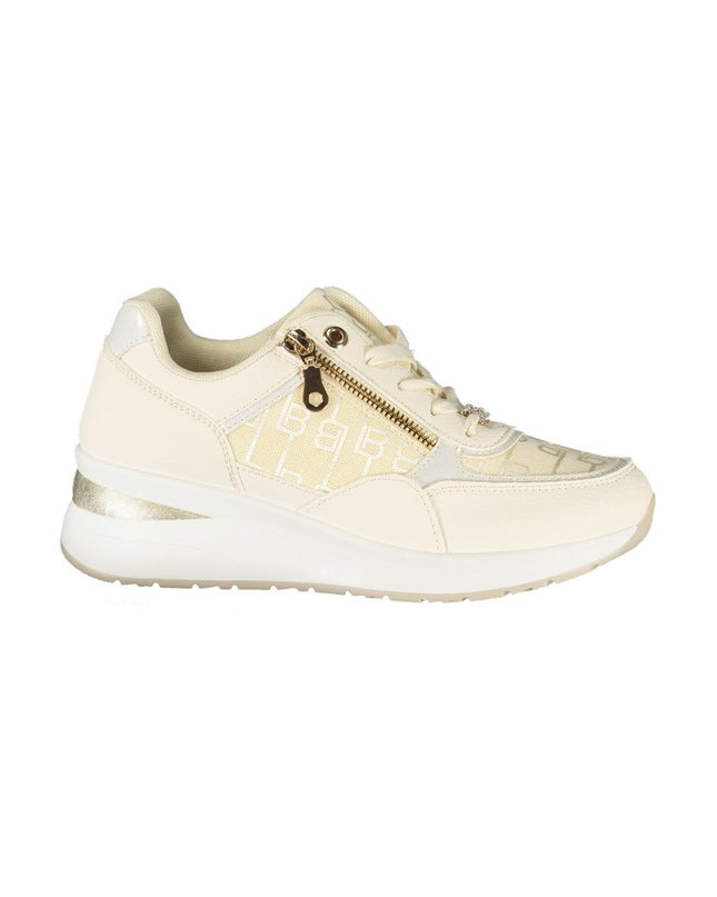White Polyurethane Women Sneaker