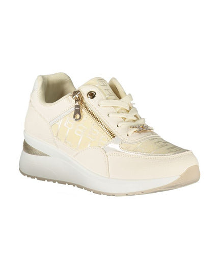 White Polyurethane Women Sneaker