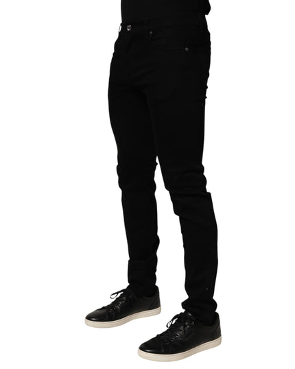 Black Cotton Stretch Slim Fit Men Denim Jeans