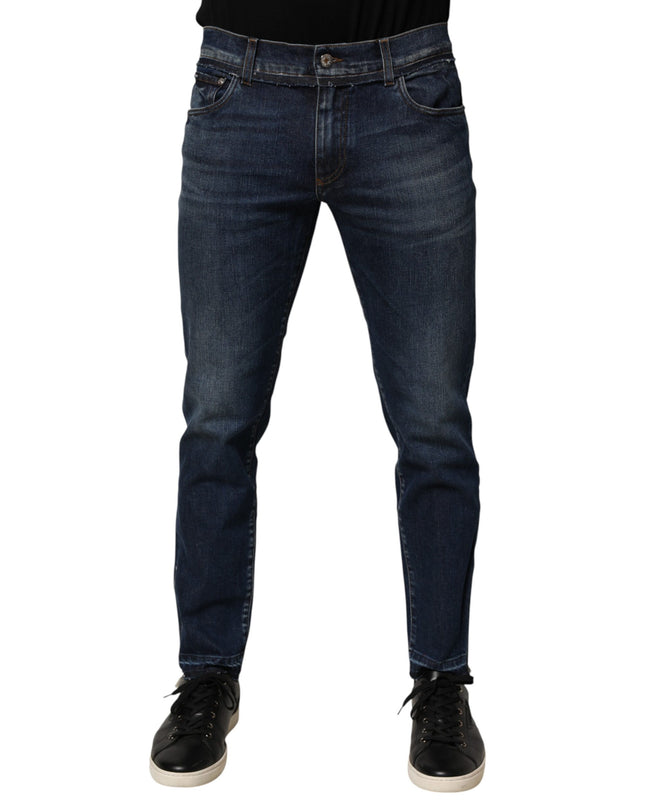 Blue Cotton Stretch Skinny Men Denim Jeans