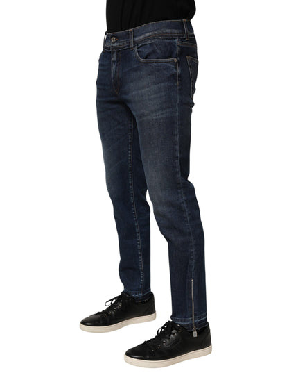 Blue Cotton Stretch Skinny Men Denim Jeans