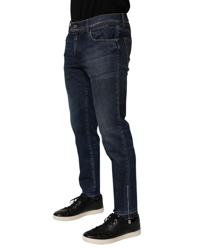 Blue Cotton Stretch Skinny Men Denim Jeans