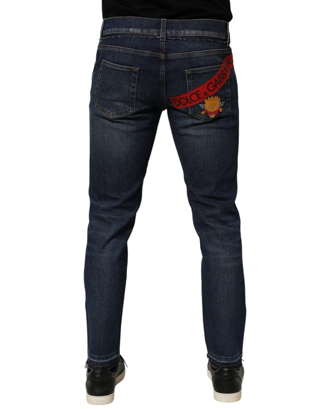 Blue Cotton Stretch Skinny Men Denim Jeans